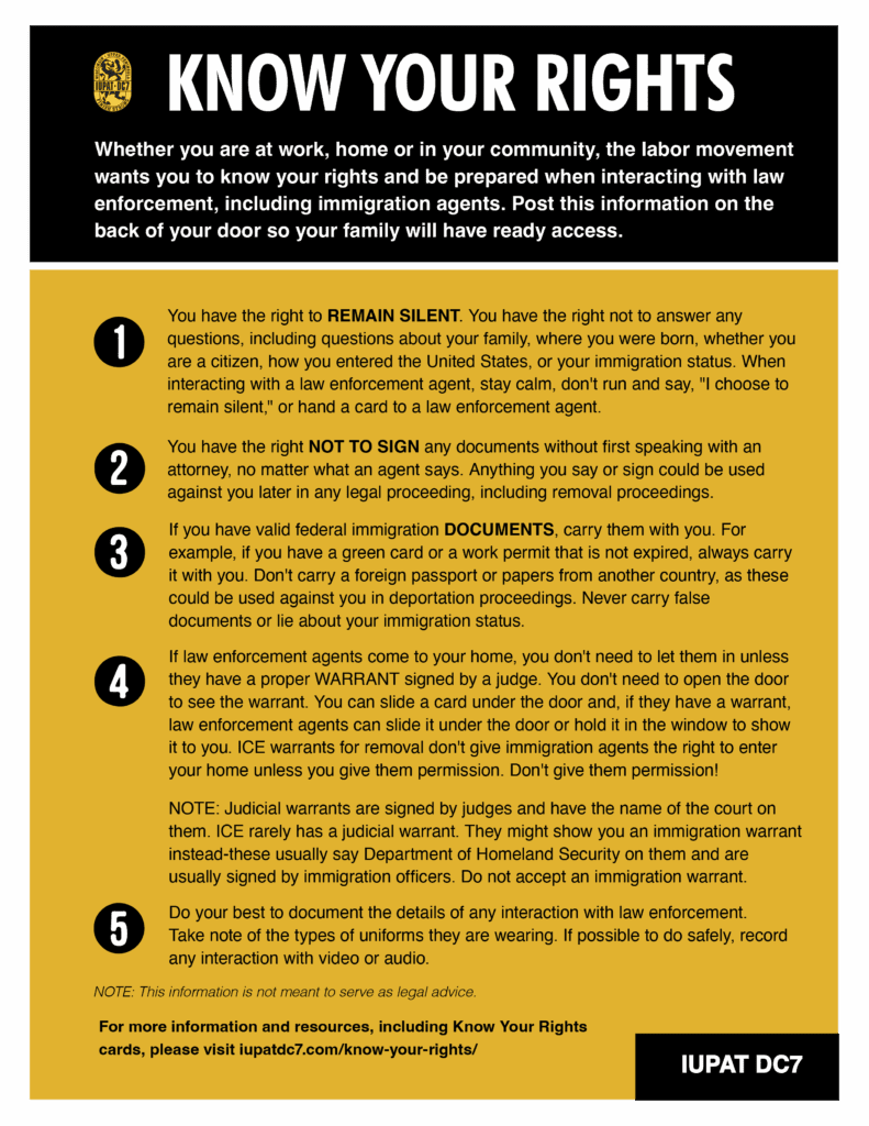 Know Your Rights English yellow